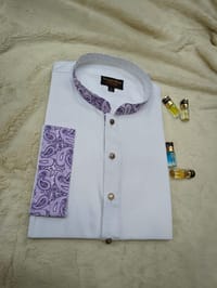 Premium white contrast panjabi for men_img_6