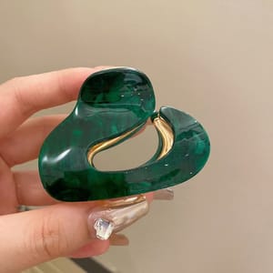 Emerald Green Marble Heart Hair Claw Clip