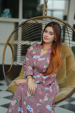 Stylish Adjustable Belt Long Gown – Premium Georgette (Momesa Alex Georgette)