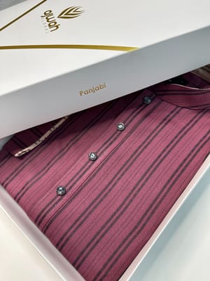 Maroon Stone Stripe Panjabi -A1S010