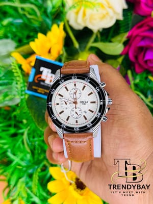 🕒 OMYA 1162 Men’s Chronograph Watch – Leather Strap