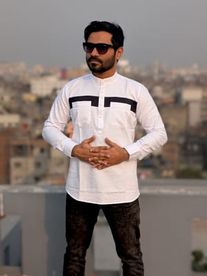 Contrast cotton katua white color