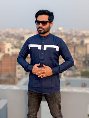 contrast cotton katua nevy blue color