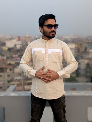 Contrast cotton katua cream color