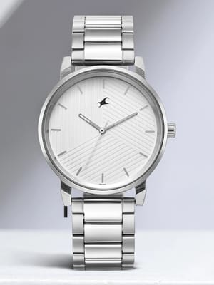 Fastrack Stunners White Dial Silver Metal Strap Analog Watch - For Men