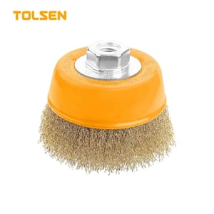 TOLSEN 77600 Cup Wire Brush with Nut, ( 75mm, M10x1.5 | 100mm, M14x2 ), Model: 77600 | 77602