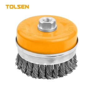 TOLSEN 77621 Cup Twist Wire Brush with Nut, (75mm | 100mm), M14x2 Heavy Duty, Industrial Series; Model: 77621 | 77622