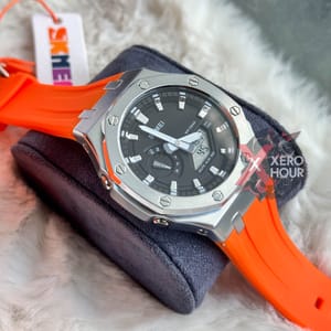 SKMEI 2243 || Dual Timer ||Silver & Orange  | SS Blody || Silicon Strap_img_1