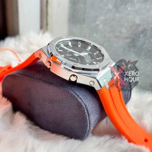 SKMEI 2243 || Dual Timer ||Silver & Orange  | SS Blody || Silicon Strap_img_2