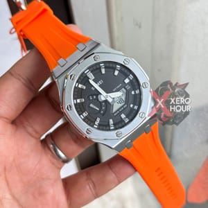 SKMEI 2243 || Dual Timer ||Silver & Orange  | SS Blody || Silicon Strap_img_3