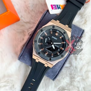 SKMEI 2243 || Dual Timer ||Black Rose Gold 1990  | SS Blody || Silicon Strap_img_2