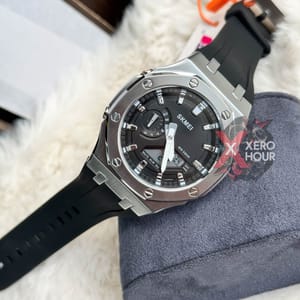 SKMEI 2243 || Dual Timer ||Silver & Black | SS Blody || Silicon Strap_img_1