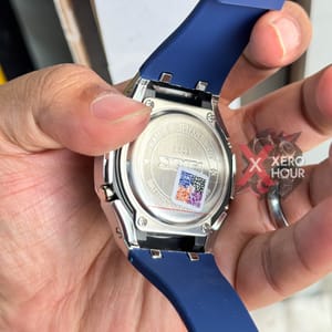 SKMEI 2243 || Dual Timer ||Silver & Dark blue | SS Body || Silicon Strap_img_4