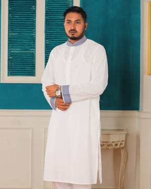 Majestic White with Blue Detailing Panjabi_img_2