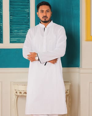 Perfect Fit with the Ajwah Classic Royale White Panjabi for Men_img_1