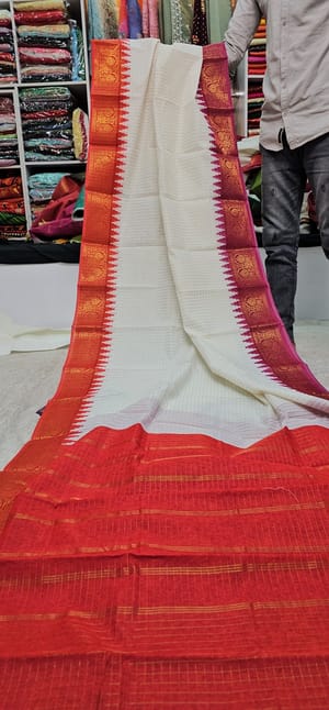 Red and Magenta Indian Madurai Saree