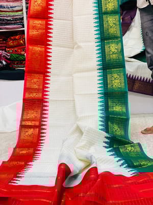 Red and Green Indian Madurai Saree