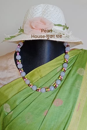 22 inch Long Exclusive Pearl & Marble stone combination Neckpiece_img_0
