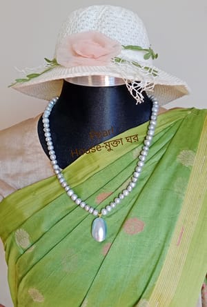 Exclusive Ash colour Button Pearl Necklace_img_1