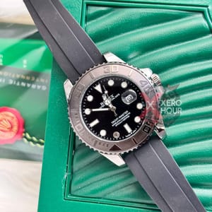 Rolex Yatch Master ||Silver Black | AA+ Grade || With Rolex Mid-Size Box_img_0