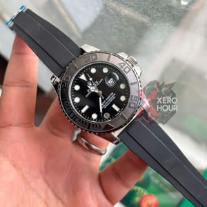 Rolex Yatch Master ||Silver Black | AA+ Grade || With Rolex Mid-Size Box_img_3