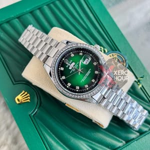 Rolex Day Date Single Tone || Green Dial || Rolex Mid Size Box_img_1