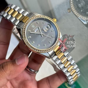 Rolex Day Date || Dual Tone || Grey Dial || Rolex Mid Size Box_img_3