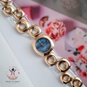 Gucci || Blue Marbel Dial || Bracelet gorgeous one || Rose gold_img_2