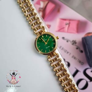 Omega Golden Watch with Green Dial_img_0