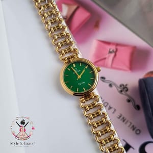 Omega Golden Watch with Green Dial_img_1