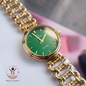 Omega Golden Watch with Green Dial_img_2