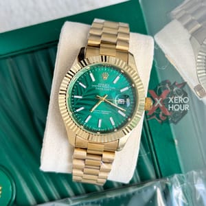 Rolex New Single Tone || 3D Dial Texture || with Brand box ||  Gold & Green Dial_img_1
