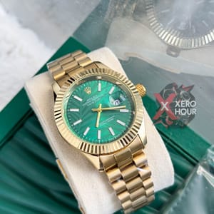 Rolex New Single Tone || 3D Dial Texture || with Brand box ||  Gold & Green Dial_img_2
