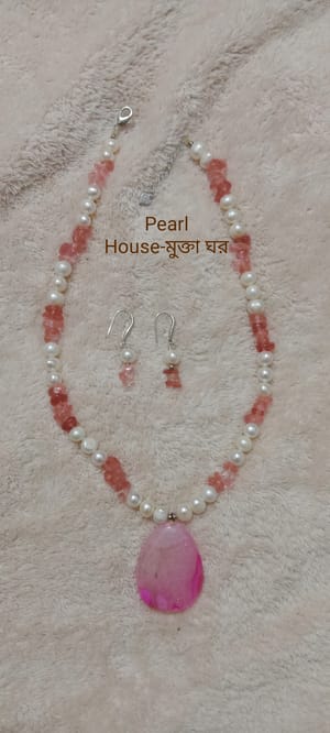 Pearl & coral stone combination neckpiece_img_1