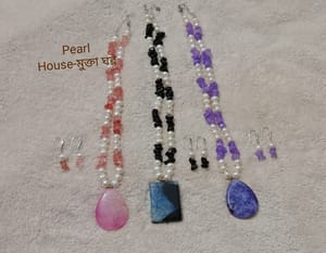 Pearl & coral stone combination neckpiece_img_3