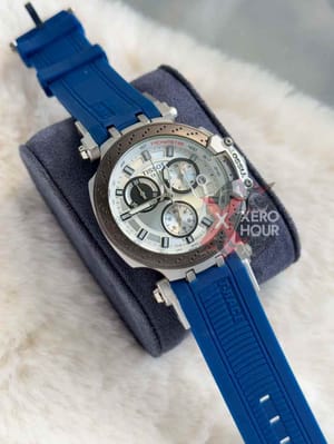Tissot Silicon Chronograph | Sport Pattern |  Blue White | white Dial_img_4