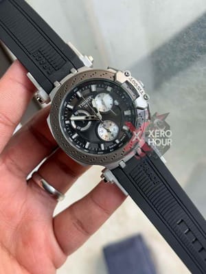 Tissot Silicon Chronograph | Sport Pattern || Black silver | Black dial_img_1