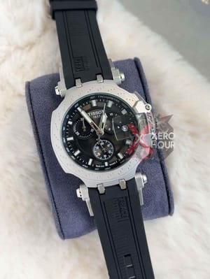 Tissot Silicon Chronograph | Sport Pattern | Black Silver | Black Dial_img_3