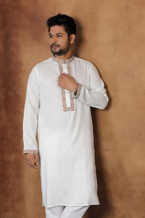 Regal White Embroidered Panjabi_img_2