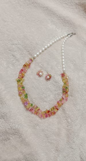 Pearl &Sea Coral stone Combination Neckpiece_img_1