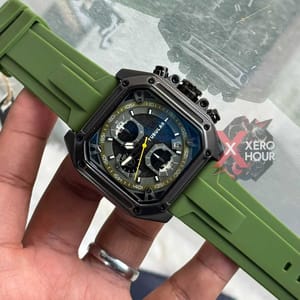 Tubular Sport SILICON | Green Belt Matte SS Black Body | Chronograph_img_2