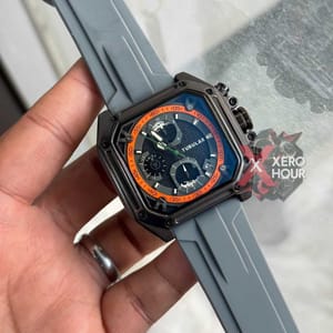 Tubular Sport SILICON | Grey Belt Matte SS Black Body | Chronograph_img_1