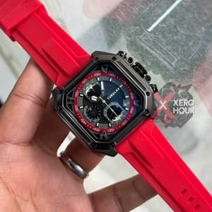 Tubular Sport SILICON | Red Belt Matte SS Black Body | Chronograph_img_0
