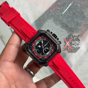 Tubular Sport SILICON | Red Belt Matte SS Black Body | Chronograph_img_1