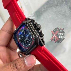Tubular Sport SILICON | Red Belt Matte SS Black Body | Chronograph_img_2