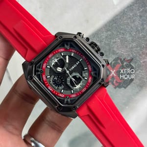 Tubular Sport SILICON | Red Belt Matte SS Black Body | Chronograph_img_7
