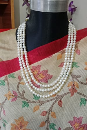 White Pearl 3 Layer Necklace_img_0