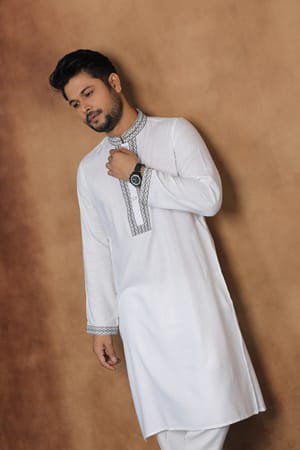 Ajwah Elegance Panjabi with black embroidery_img_1