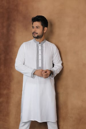 Ajwah Elegance Panjabi with black embroidery_img_2