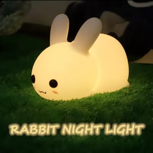 Rabbit LED Night Light Silicone Animal Cartoon Dimmable Lamp USB Rechargeable_img_0